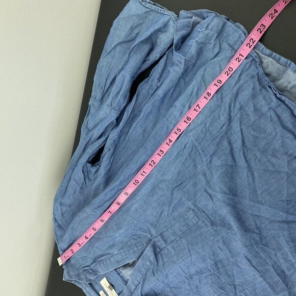 Loft Womens The Softened Shirt Size XS Blue Chambray Top Cotton Lyocell Blend - Picture 8 of 9